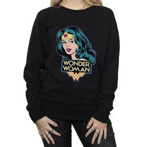 Wonder Woman Womens/Ladies Head Cotton Sweatshirt / Black